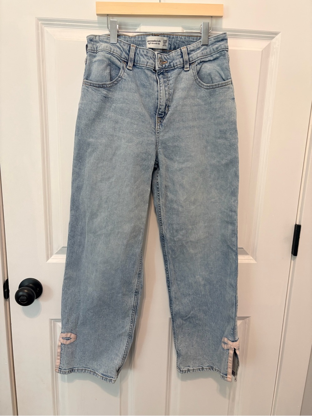 abercrombie kids Light Blue Denim Jeans with Ankle Bow Detail